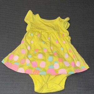 Yellow Baby Dress with Colorful Pineapple Print